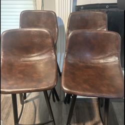 Set of 4 Leather-Like Bar Stools – Perfect for Kitchen or Bar!