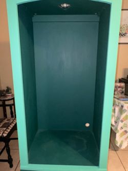 Teal Wood Display Cabinet or Armoire