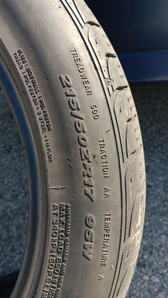 1 Used Tire 215/50/17 $45obo