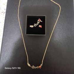 Beautiful choker and earring set, 14k gold plated 
