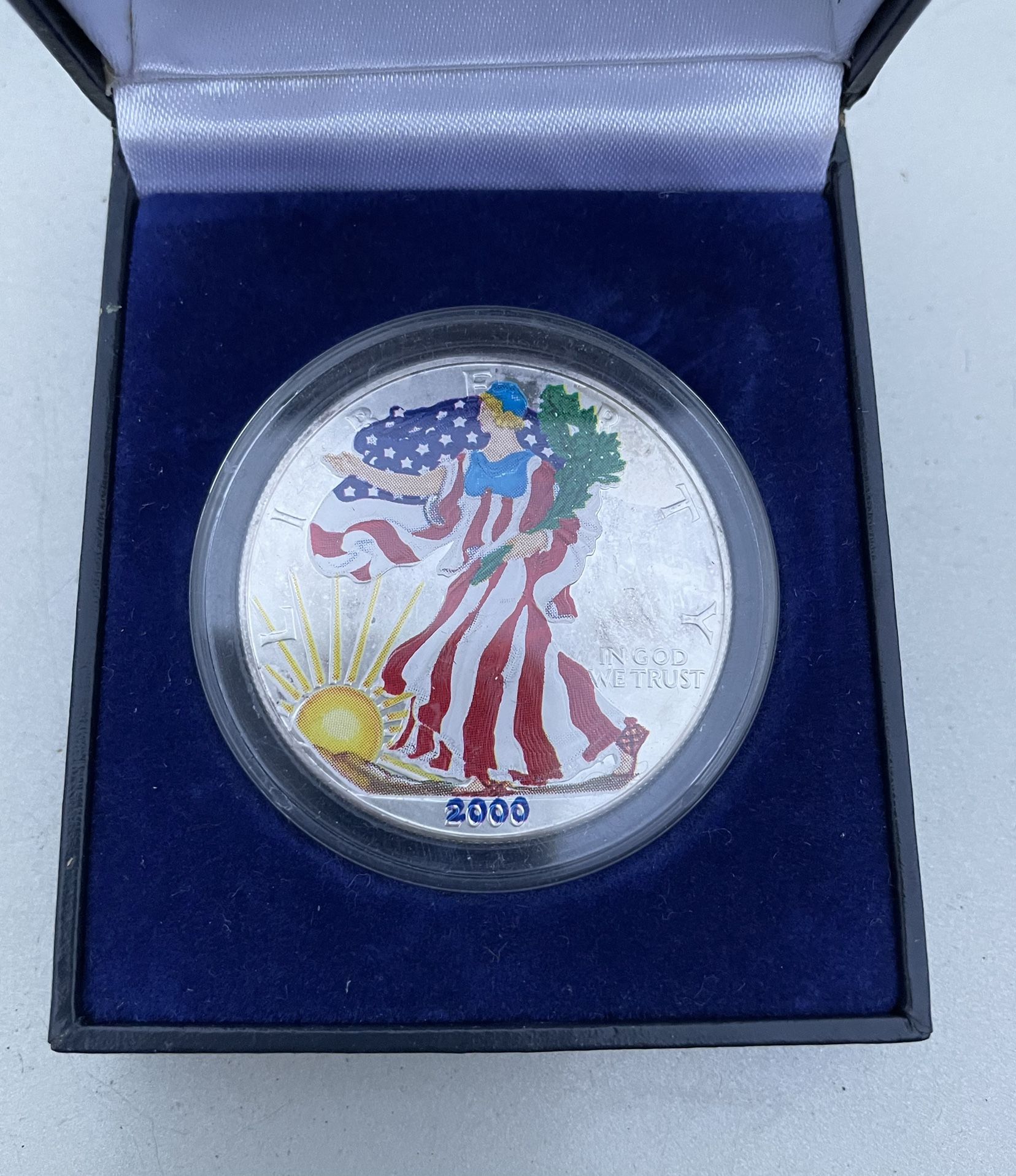 Colorized 1 Oz. Silver American Eagle In Case