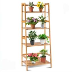 Multifunctional 4 Shelf Bamboo Plant Flower Storage Stand Rack