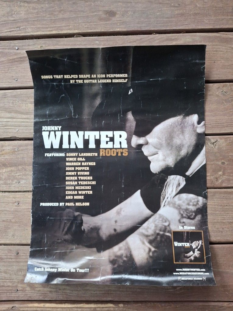 Johnny Winter Roots European Promotional Record Store Poster