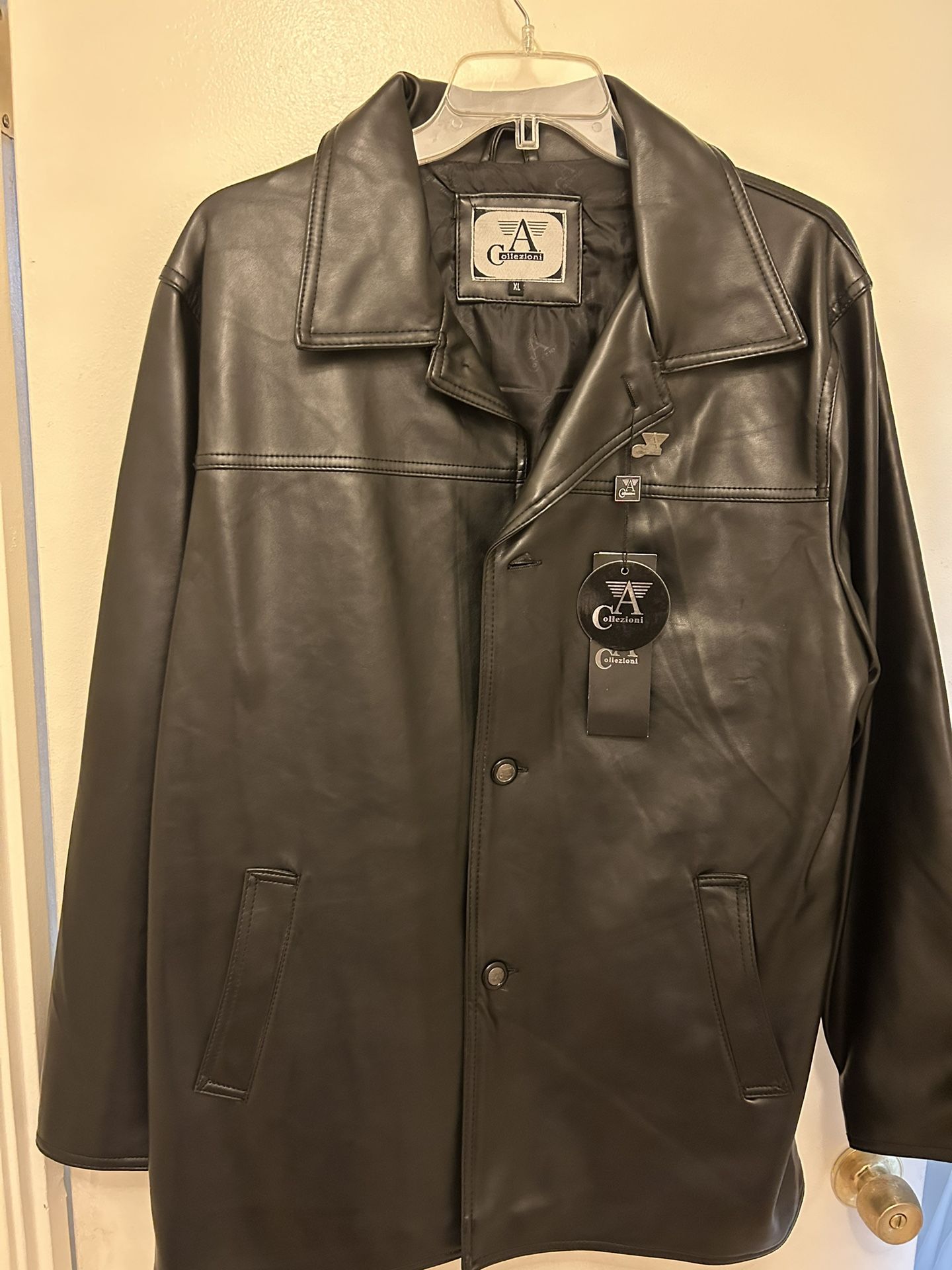 Coat Men’s Leather Black. New