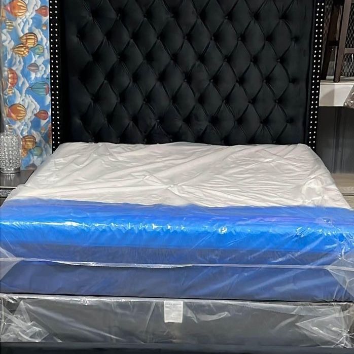 Black Velvet Bed Frame 6FT Headboard CLEARANCE QUEEN/KING $299