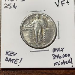 KEY DATE 1927-S Standing Liberty Quarter! VF+!