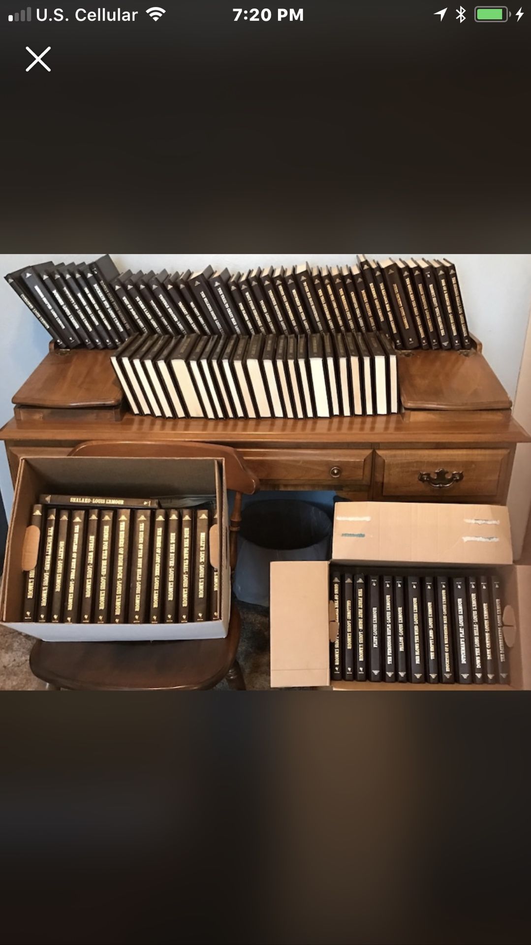 Set of 107 Louis L’aMour leather bound books. $500.00
