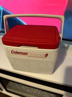 Vintage Coleman Personal 8 Cooler Model 5272 Red Top Locking Lid USA Made