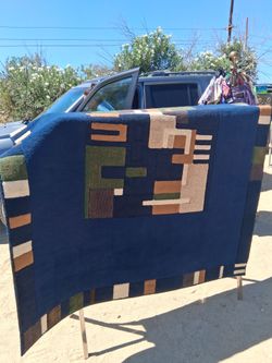 Large Blue Geometric Area Rug