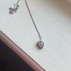 Vintage Heart Black Diamond Necklace 