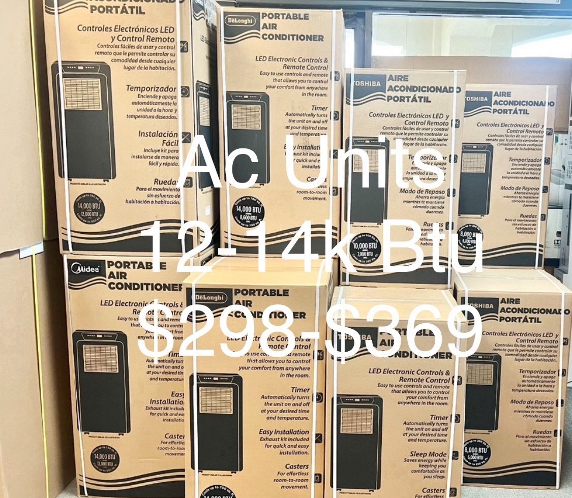 Portable Ac Unit 12-14 K BTU Cools 350-700 Sq Ft $298-$369 Free Delivery $55 Down On Finacing