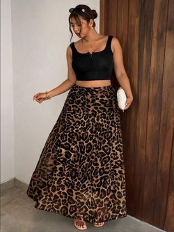 Long cheeta skirt