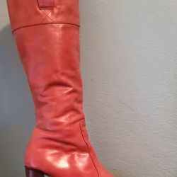 Brown Leather Tall Knee High Boots..size 9 1/2 Womens..not Wide Calfs..good Condition!