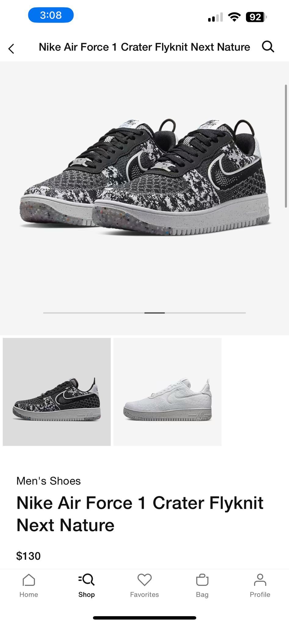 Nike Air Force 1 Crater Next Nature Men's Shoes, White, Size: 10