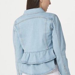 Du Jour Denim Jacket With Ruffled Back