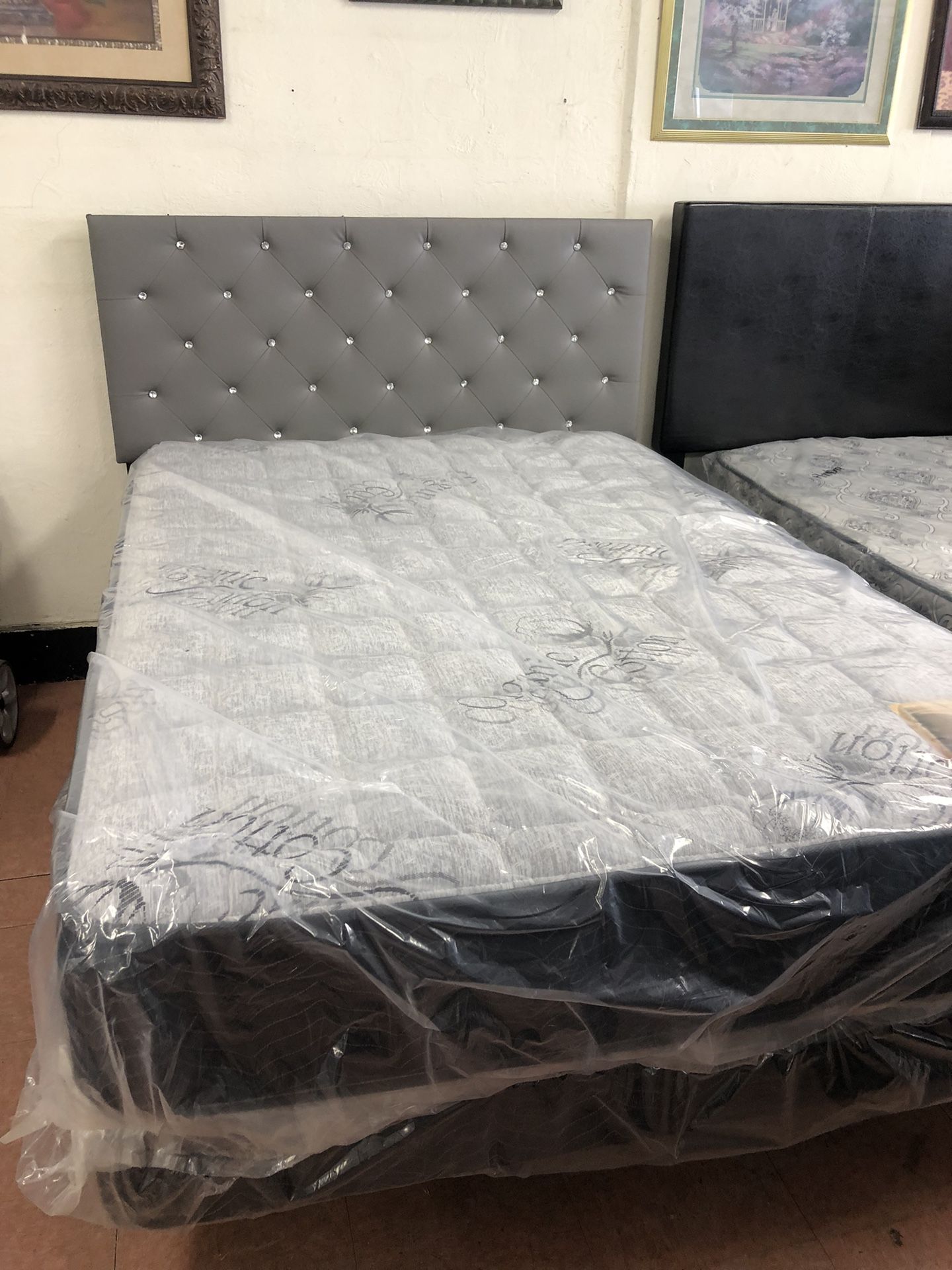 New Full Size Bed Frame With New Mattress And Boxspring Included
