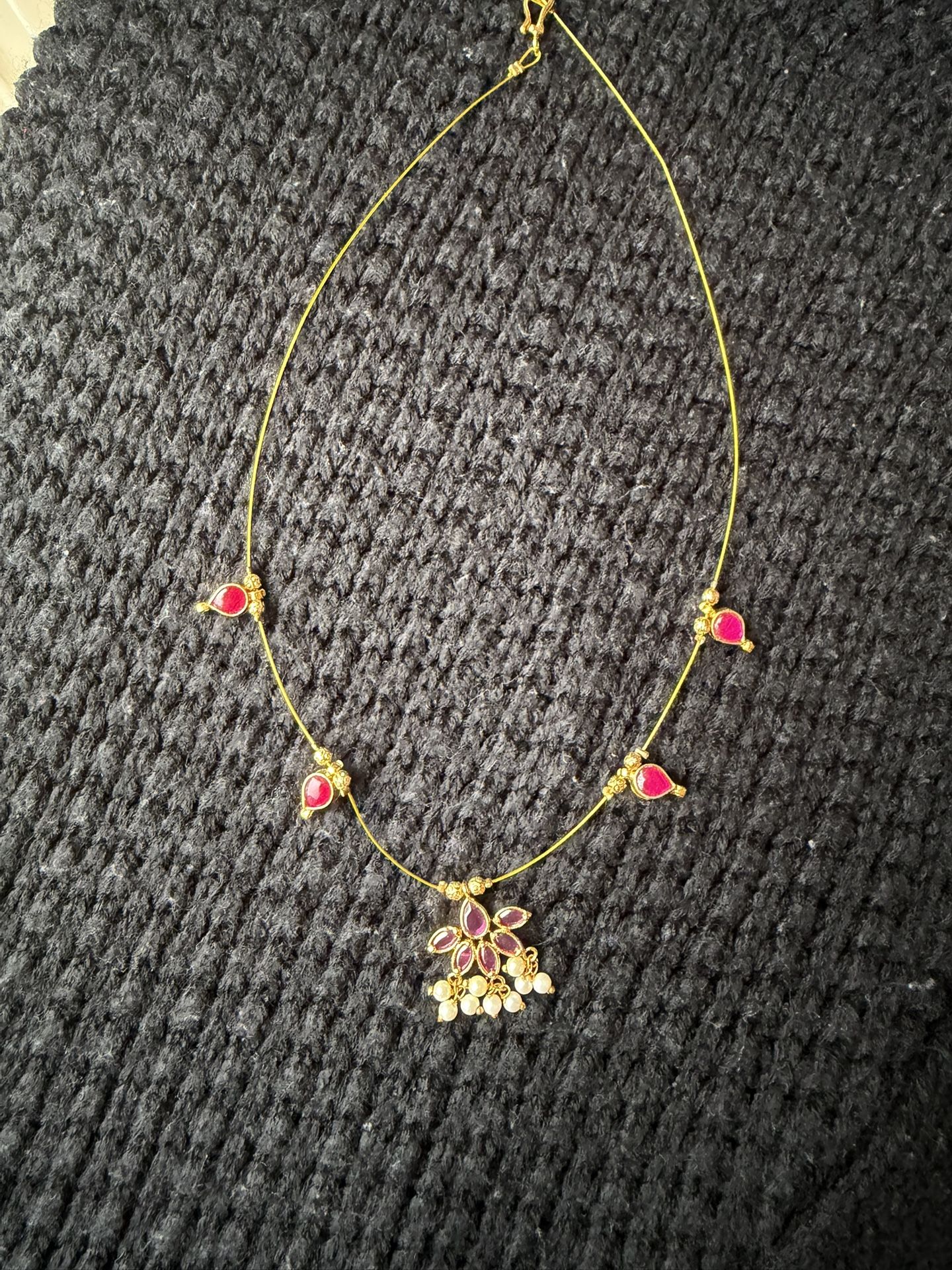 Elegant Gold-Tone Necklace with Pink Stones – Only $15