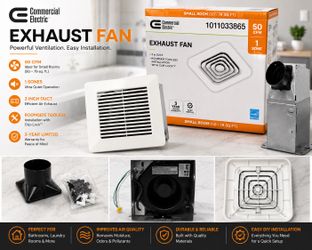 Commercial Electric Exhaust Fan – 50 CFM / 1 Sone