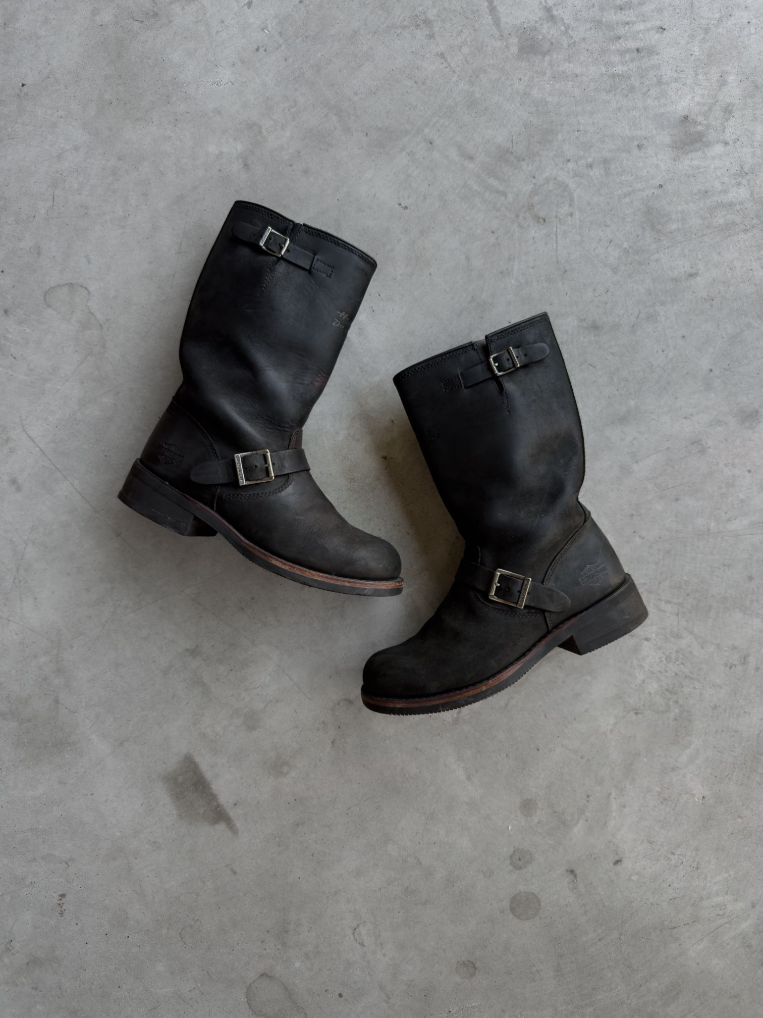 Vintage Harley Davidson Motorcycle Black Leather Engineer Boots 9D Mens USA