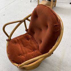 Vintage Mid Century Swivel Bamboo Rattan Chair
