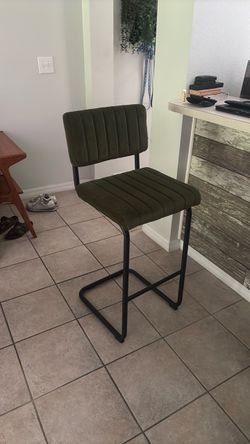 Olive green suede bar stool pair