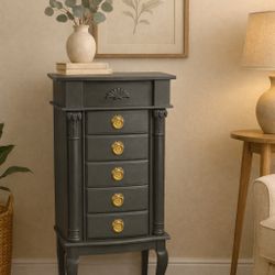 Refinished Gray 5 Drawer Jewelry Dresser