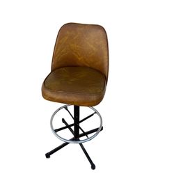 Rare Leather Mcm Swivel Bar Stool Chair 