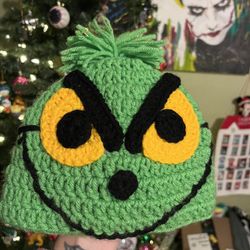 Grinch Beanie Crochet 