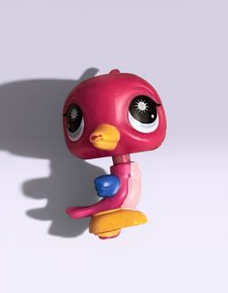 LITTLEST PET SHOP LPS PINK BIRD BOBBLEHEAD ON BASE 2009 MCDONALDS TOY