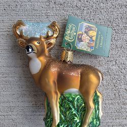 Old World Christmas Whitetail Deer – Glass Ornament – 4” – With Tag & Box