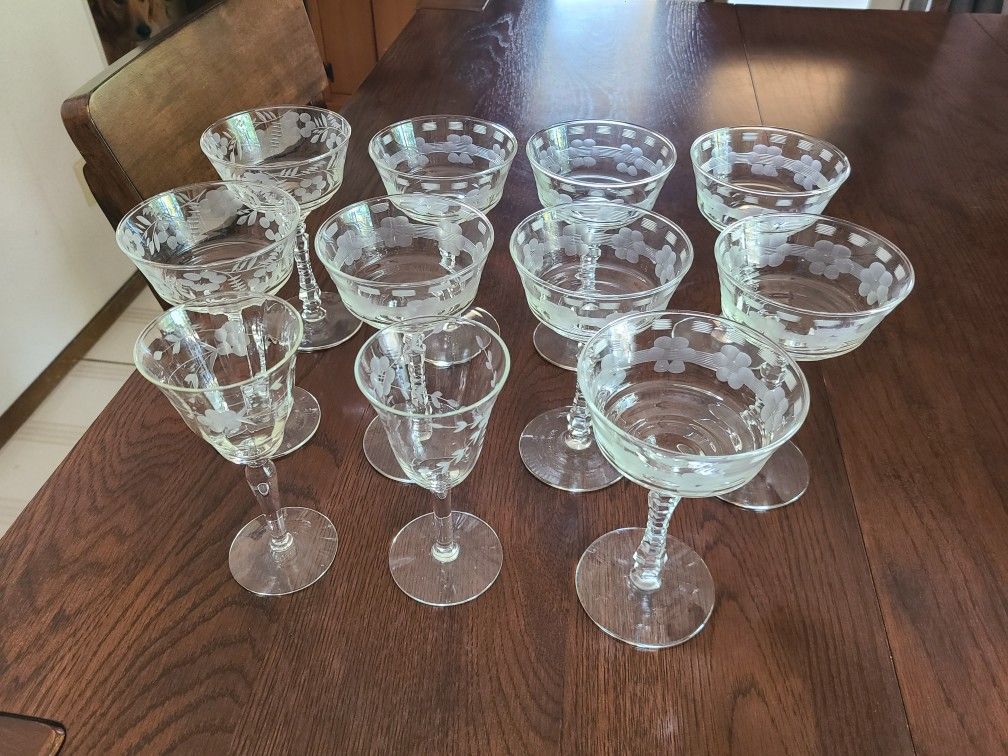 Antique Etched Stemware