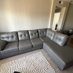 Grey leather couch