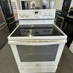 Whirlpool White Glass Top Range/ Stove
