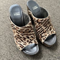 STUART WEITZMAN Leopard Wedge Sandal