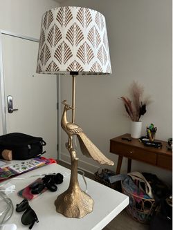 Brass Art Deco Peacock Lamp