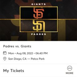 Padres Vs Giants Tickets (8/8/22)