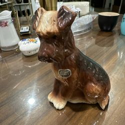 Vintage Royal Copley Airedale Irish Terrier Schnauzer Ceramic Dog Figurine Label