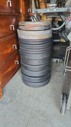 Variety of Olympic Rubber 45lbs Bumper Plates & Steel Plates