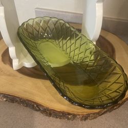 Indiana Glass 1960’s Avocado Green Dish /Bowl