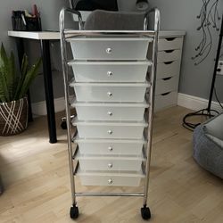 White 8 Drawer Rolling Storage Cart