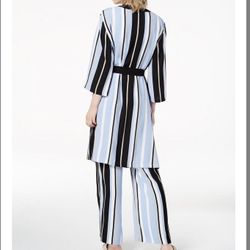 New Bar III Women's Size Small Striped Kimono Robe Jacket (S) & size 8 Pants Set
