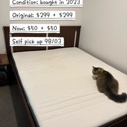 IKEA Queen Size Mattress + Bed Frame