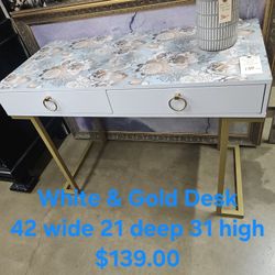 Desk Gold & White 2 DrawersWe are located at 2811 East Bell road. Another Time Around Furniture.
