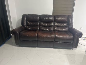 Leather Power Reclining Sofa & Loveseat Set – Sofá y Loveseat Reclinables de Piel/Juego de sala reclinable de piel color marrón, 2 piezas: