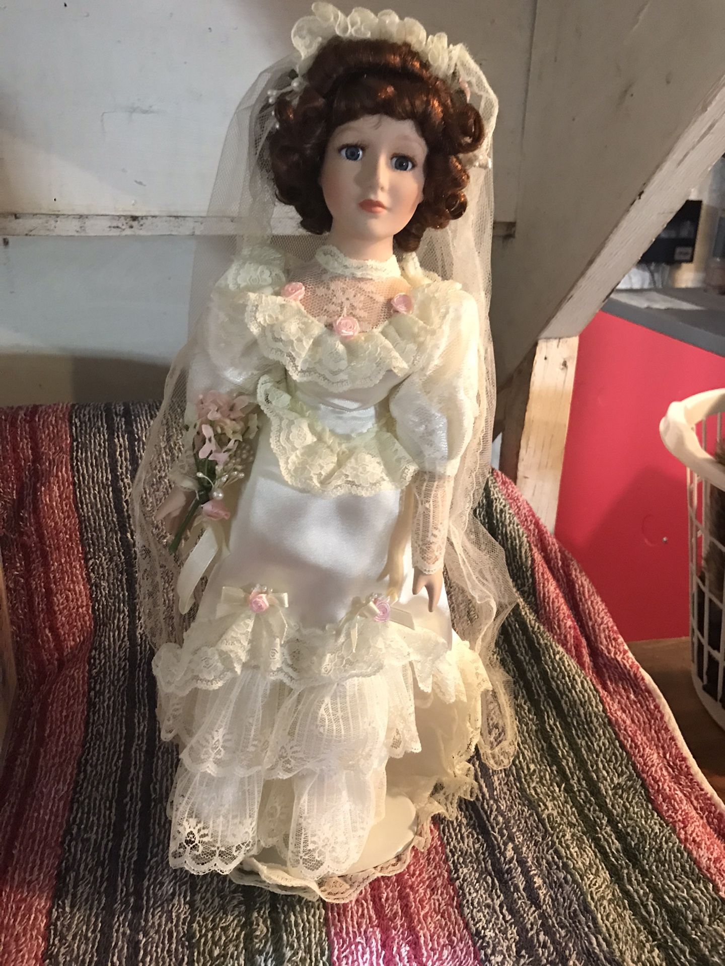 Porcelain Katherine Bride doll in box with Certificate. Gibson Bride