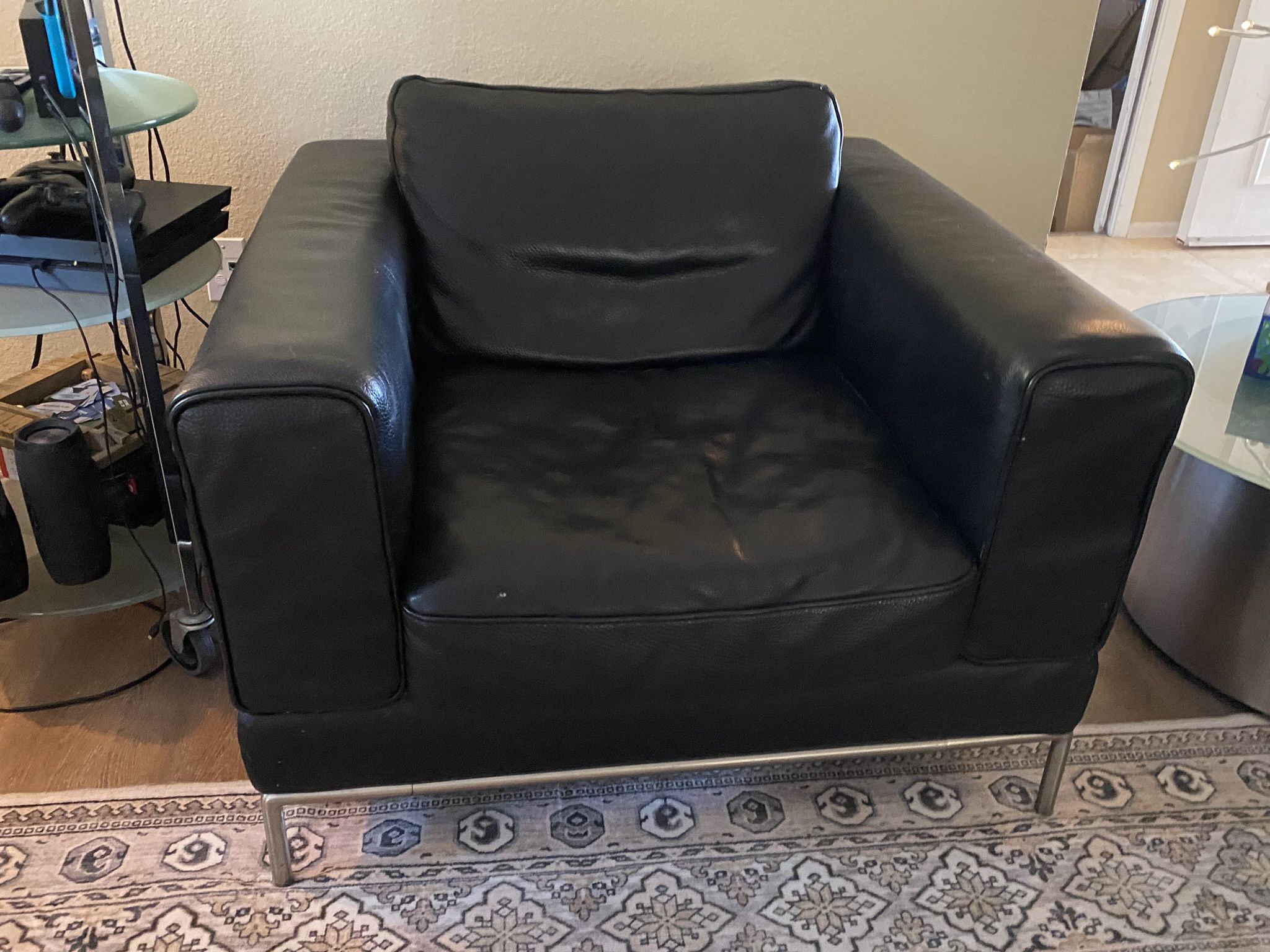 Ikea black Leather Sofa