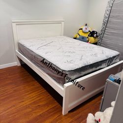 White Queen Bed Nd Bamboo Mattress 