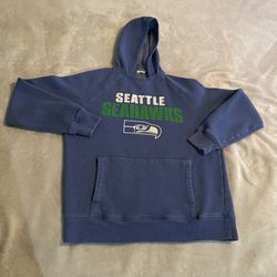 Seattle Seahawks Hoodie Men Large Blue NFL Football Sweatshirt Sweater Pullover