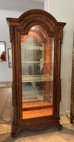 Lighted Curio / China Cabinet with Glass Shelves