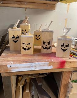 Wooden jack o lanterns